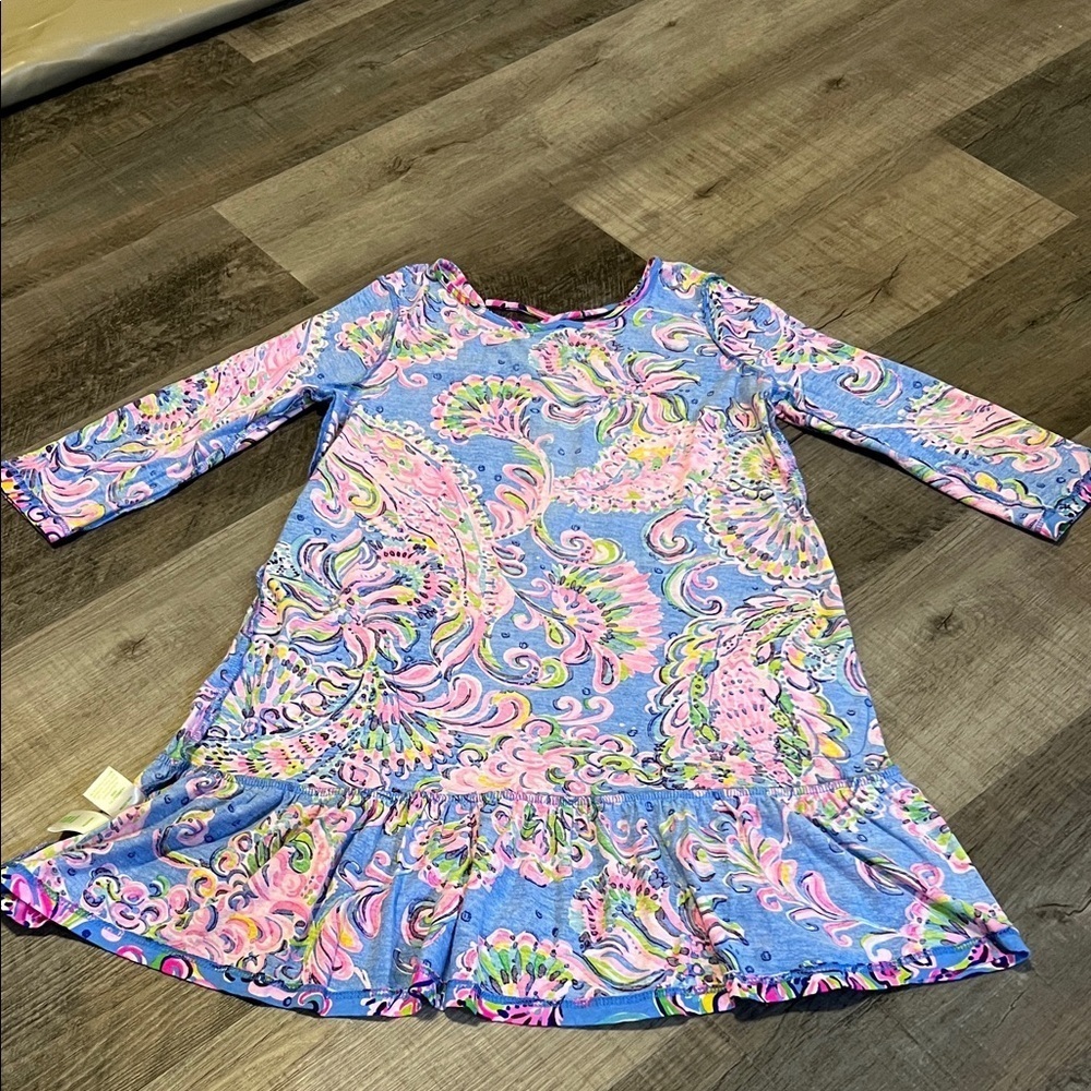 🛍️BOGO FREE Lilly Pulitzer Girl’s Jena Dress Mermaid Grotto size XL 12-14 - Picture 4 of 5